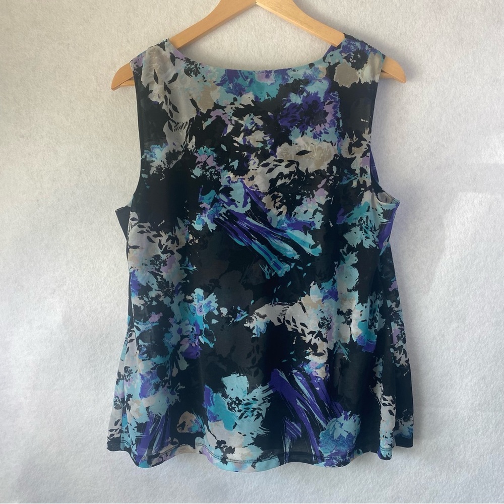212 Collection Women's Garden Party Cowl Neck Sleeveless Chiffon Top XL Abstract - Picture 5 of 10